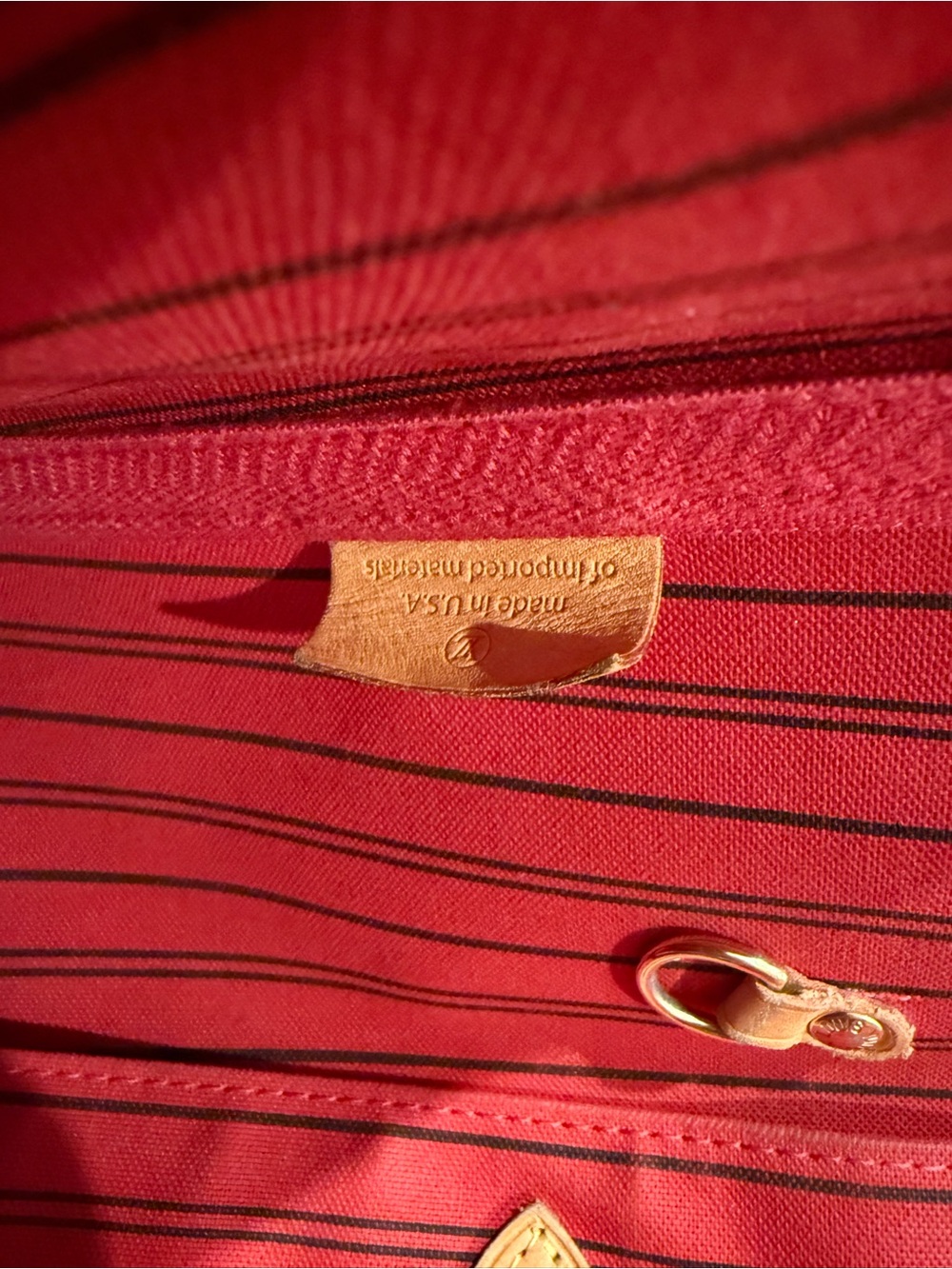 Louis Vuitton Monogram Neverfull Tote in Brown and Red - Picture 9 of 11